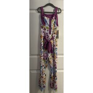 Pique Boutique Princess Line Girls 8/9 Bellbottom Jumpsuit Floral‎